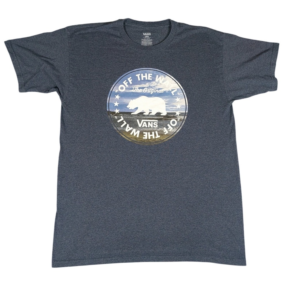 Vans T Shirt Mens Large Blue California Bear Graphic Off The Wall Excellent